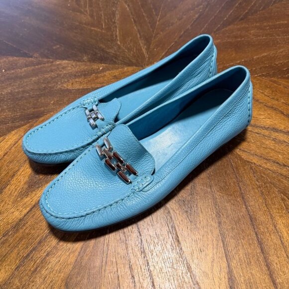 Talbots Shoes - Talbots Blue Leather Slip on Loafers Women 9 B Buckles